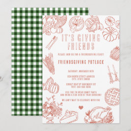 Es ist ein lockeres Friendsgiving-Potluck für Freu Einladung