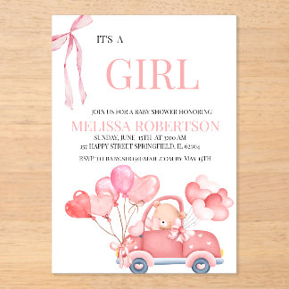 Es ist ein Mädchen! Acryleinladungen