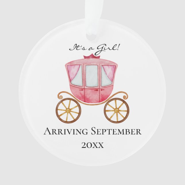 Es ist ein Mädchen! Ankündigung der Pink Carriage  Ornament (Vorderseite)