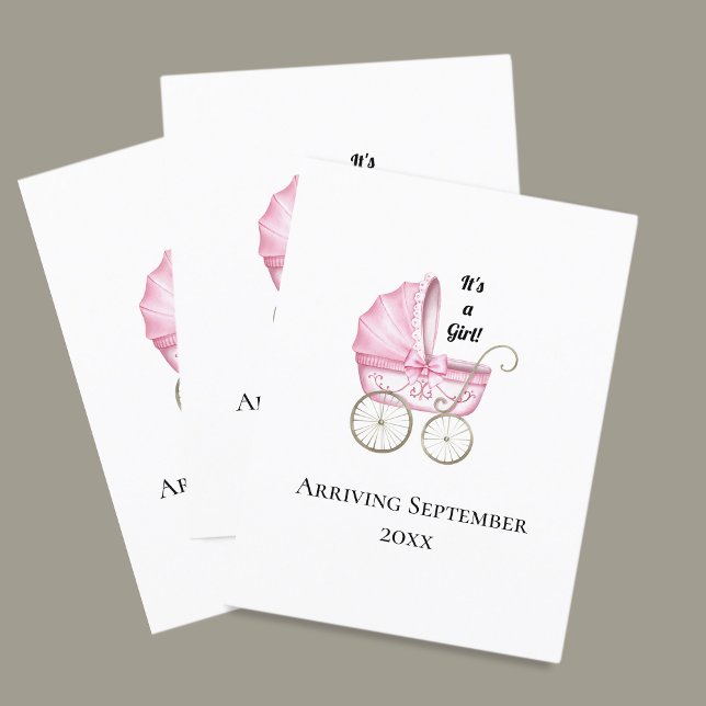 Es ist ein Mädchen! Ankündigung von Pink Baby Preg Postkarte (Von Creator hochgeladen)