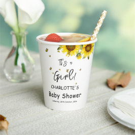 Es ist ein Mädchen! Aquarellblumen und Schmetterli Pappbecher