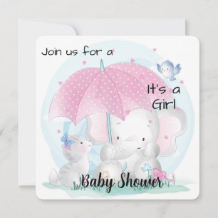 Es ist ein Mädchen Baby Shower Elefant und Kätzche Feiertagskarte