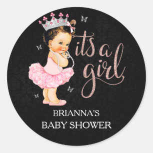 Es ist ein Mädchen Baby Shower für ein Mädchen Runder Aufkleber