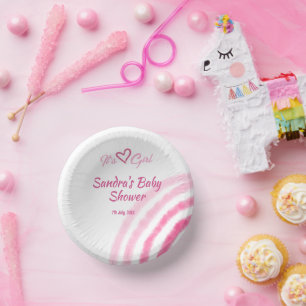 ES IST EIN MÄDCHEN BABY SHOWER PINK REGENBOGEN PAS PAPPTELLER