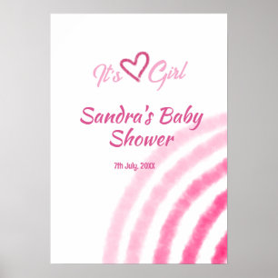 ES IST EIN MÄDCHEN BABY SHOWER PINK REGENBOGEN PAS POSTER