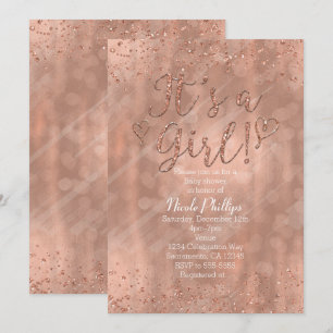 Es ist ein Mädchen Baby Shower Pink Rose Gold Glam Einladung