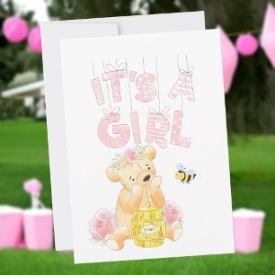 Es ist ein Mädchen Baby Shower Teddy Bear HoneyBee Einladung