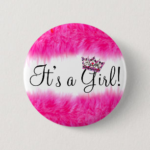 „Es ist ein Mädchen!“ Baby-Tiara Button