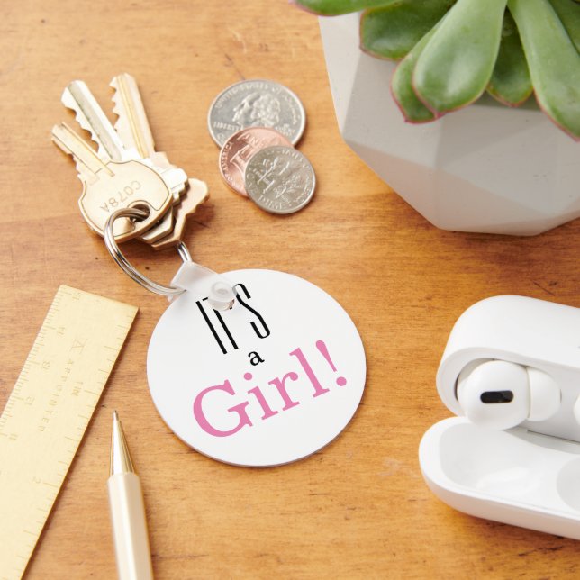 Es ist ein Mädchen! Babydusche Gastgeschenk Schlüs Schlüsselanhänger (Schreibtisch)