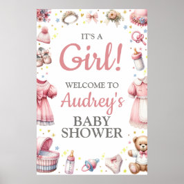 Es ist ein Mädchen! Babydusche hängt Poster