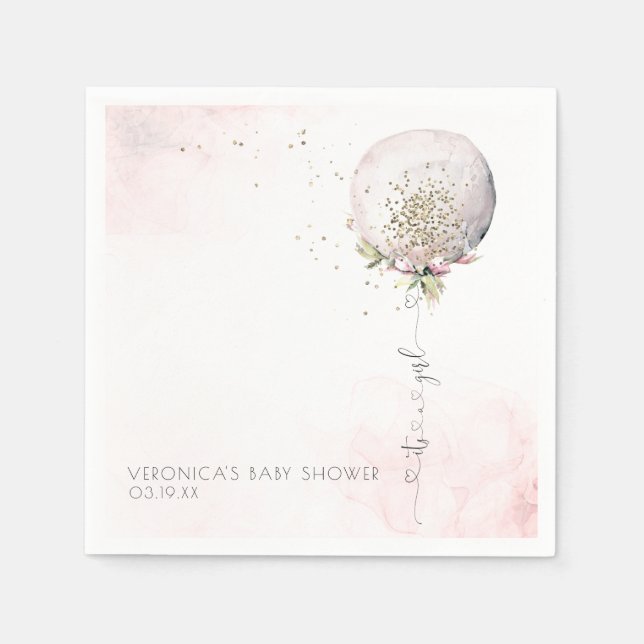 Es ist ein Mädchen | Balloon Baby Dusche Personali Serviette (Vorderseite)