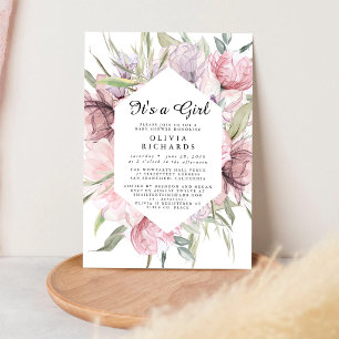 Es ist ein Mädchen Blumiges Baby Shower Einladung