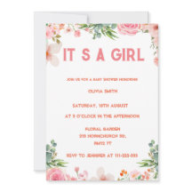 Es ist ein Mädchen Blush Bloral Gold Aquarell