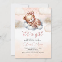 Es ist ein Mädchen Boho Teddy Bear Blush rosa Baby