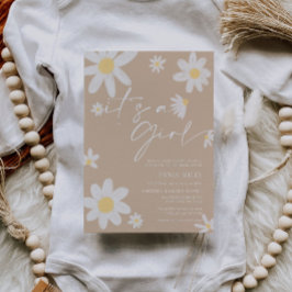 Es ist ein Mädchen Daisy Beige Baby Shower Einladu Einladung