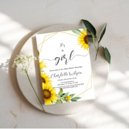 Es ist ein Mädchen! Dusche für Sonnenblumen Einladung