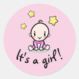 Es ist ein Mädchen, ein neugeborenes Mädchen, ein  Runder Aufkleber