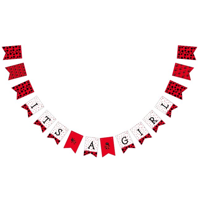 Es ist ein Mädchen, ein rotes Ladybug Baby-Duschba Wimpelkette (Alle)