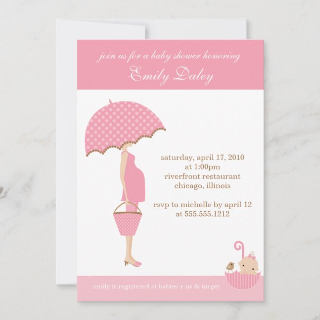 {Es ist ein Mädchen!} Einladung zur Babydusche (Vorderseite)