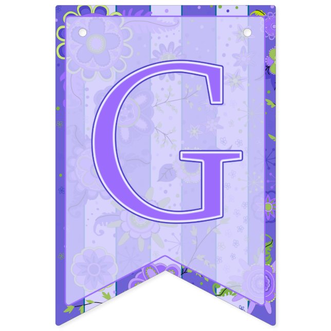 Es ist ein Mädchen! Elefant-Blumen-lila Frack Wimpelkette (Zehnte Fahne)