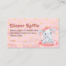 Es ist ein Mädchen Elefanten Pink Diaper Raffle Ti Begleitkarte