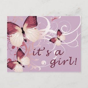 es ist ein Mädchen: elegante Ankündigungspostkarte