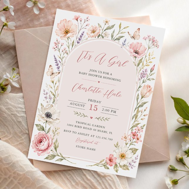 Es ist ein Mädchen: Florale Babyparty Einladung (Von Creator hochgeladen)