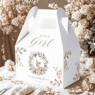 Es ist ein Mädchen Florale Hirsch Baby Shower Gesc Geschenkschachtel