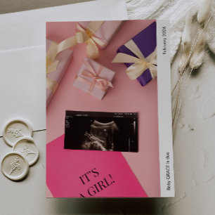 Es ist ein Mädchen Foto Baby Ankündigungskarte