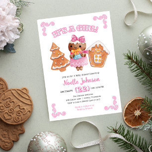 Es ist ein Mädchen Gingerbread Baby Shower Einladu Einladung