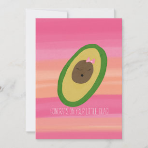 Es ist ein Mädchen Gratuliere Baby Avocado Aquarel Karte