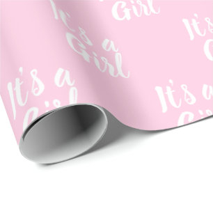 Es ist ein Mädchen, hellrosa, weiße Babydusche G Geschenkpapier