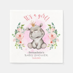 Es ist ein Mädchen Hippo Baby Shower Napkins Serviette