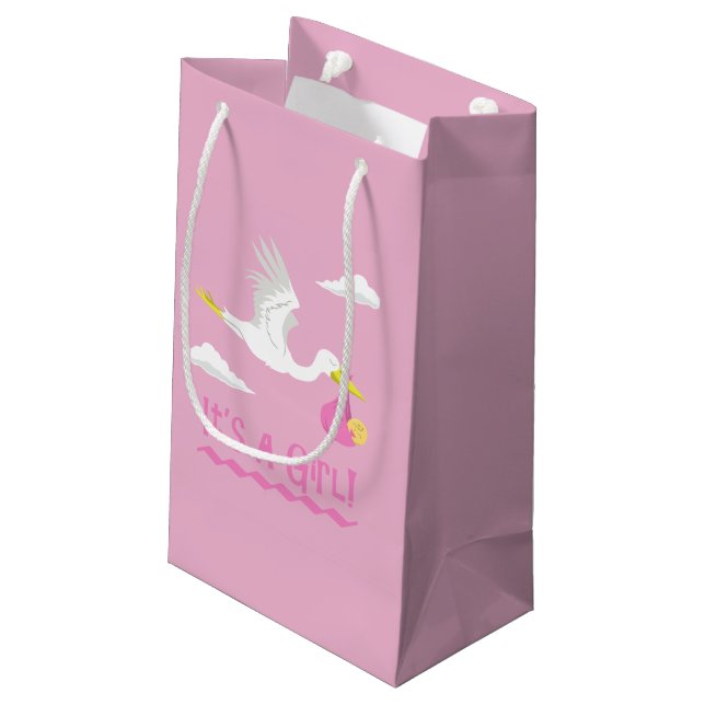 Es ist ein Mädchen! Kleine Geschenktüte (Rückseite Schrägansicht)