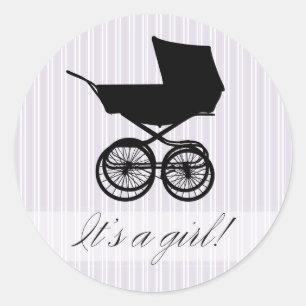 Es ist ein Mädchen! Lavender Baby Buggy Sticker