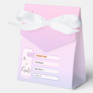 Es ist ein Mädchen! Lila Farbverlauf Süße Babypart Geschenkschachtel