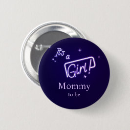 Es ist ein Mädchen! Lila Neon Text Mommy-to-be Button