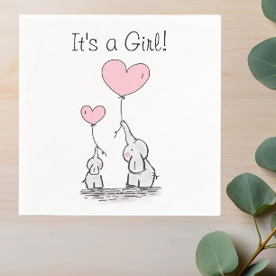 Es ist ein Mädchen Mama Baby Elefant Papier Servie Serviette