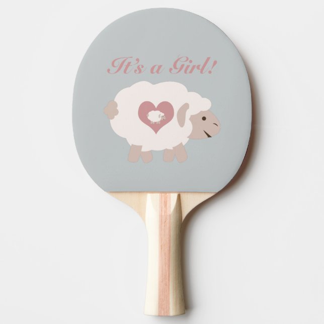 Es ist ein Mädchen! Mama Sheep Tischtennis Schläger (Vorderseite)