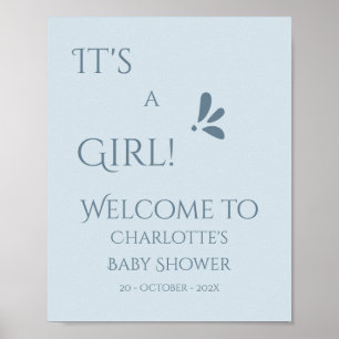 Es ist ein Mädchen! Minimalismus Pastellblau Baby Poster