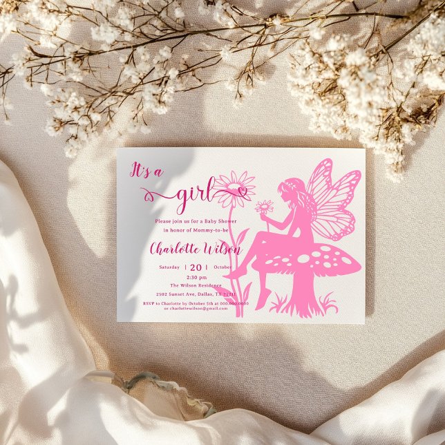 Es ist ein Mädchen! Mushroom und Blume Babydusche Einladung (Von Creator hochgeladen)