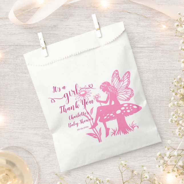 Es ist ein Mädchen! Mushroom und Blume Babydusche Geschenktütchen (Ausgeschnitten)