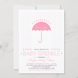 Es ist ein Mädchen | Niedlich Hearts & Umbrella Ba Einladung