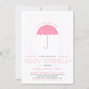 Es ist ein Mädchen   Niedlich Hearts & Umbrella Ba Einladung