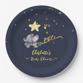 Es ist ein Mädchen! Niedliche Elephant & Balloon B Pappteller