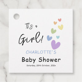 Es ist ein Mädchen! Niedliche und farbenfrohe Herz Geschenkanhänger