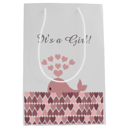 Es ist ein Mädchen! Niedlicher Rosa Whale Mittlere Geschenktüte