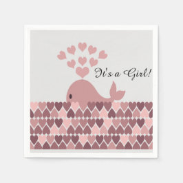 Es ist ein Mädchen! Niedlicher Rosa Whale Serviette