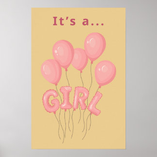 Es ist ein Mädchen-Nursery-Dekor Rosa-Ballon-Druck Poster