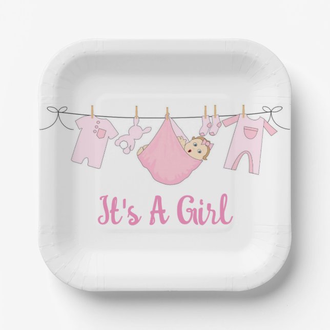 Es ist ein Mädchen Pappteller (Vorderseite)